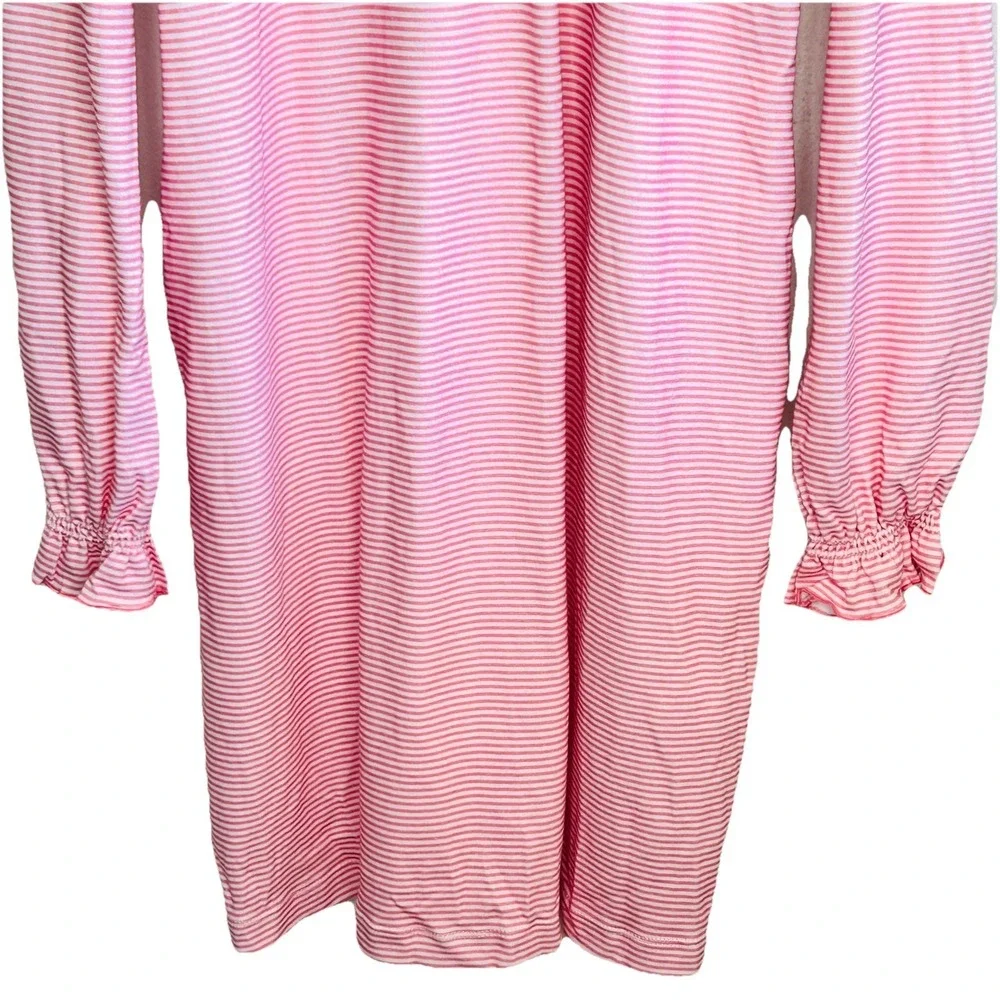Dondolo‎ Rosina Pima Cotton Nightgown XXL Cottage Striped Pink Ruffle Midi NEW